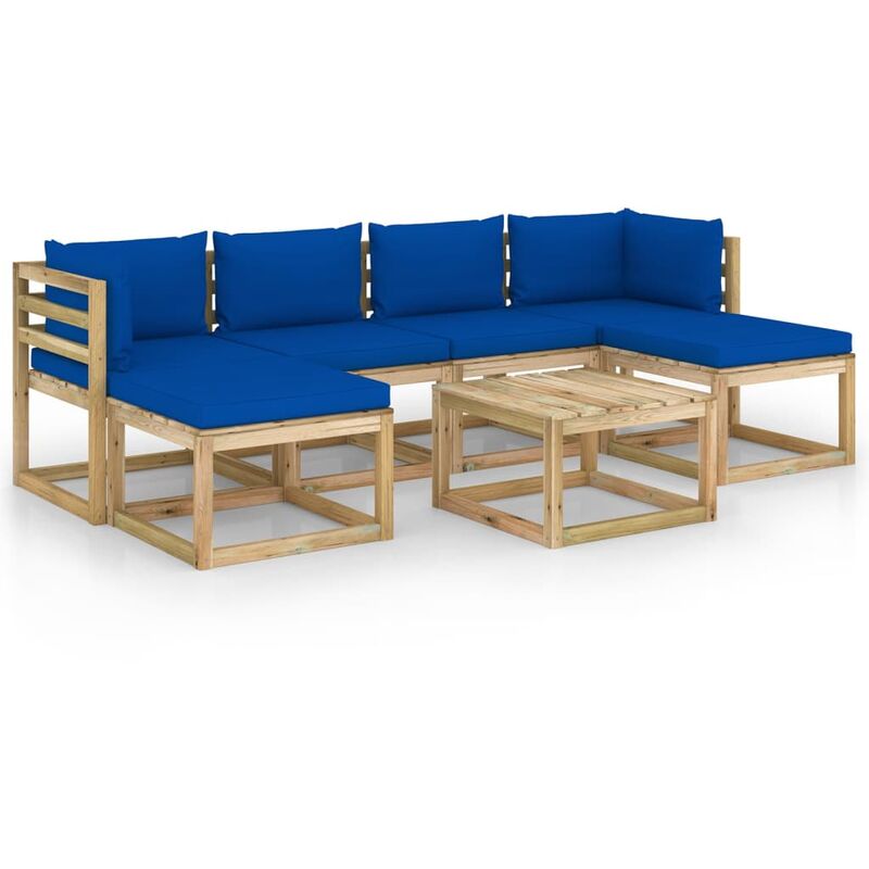 vidaXL Juego de muebles jardín 7 pzas cojines madera pino impregnado - Marrón
vidaXL Juego de muebles jardín 7 pzas cojines madera pino impregnado - Marrón