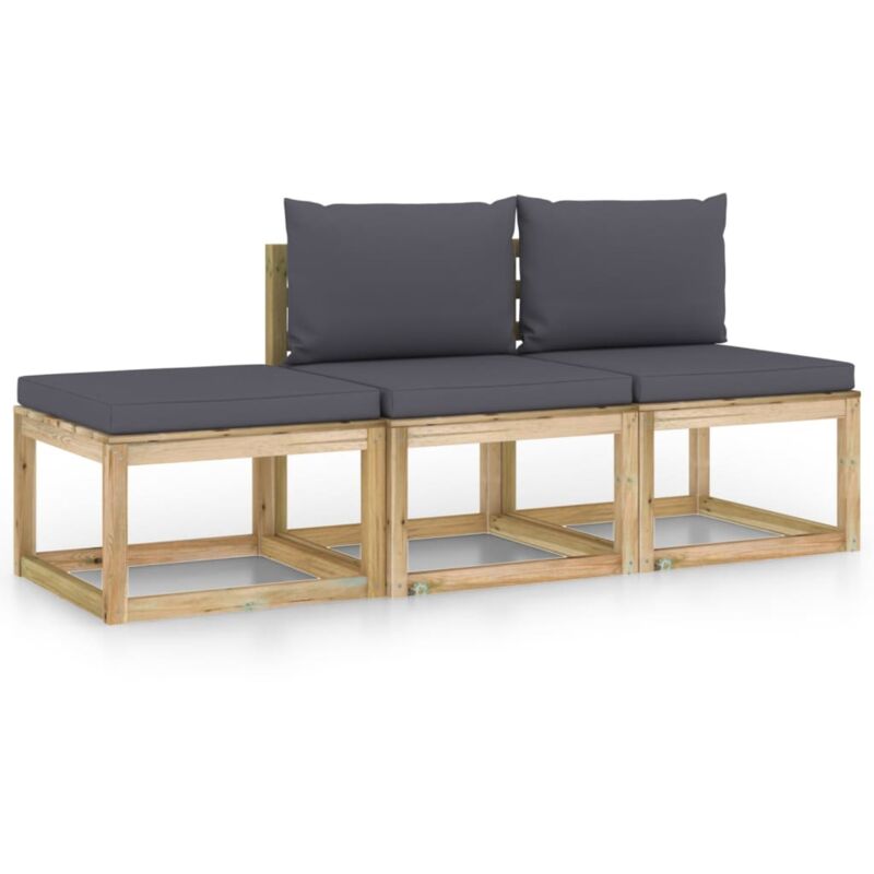vidaXL Juego de muebles jardín de 3 piezas con cojines gris antracita - Marrón
vidaXL Juego de muebles jardín de 3 piezas con cojines gris antracita - Marrón