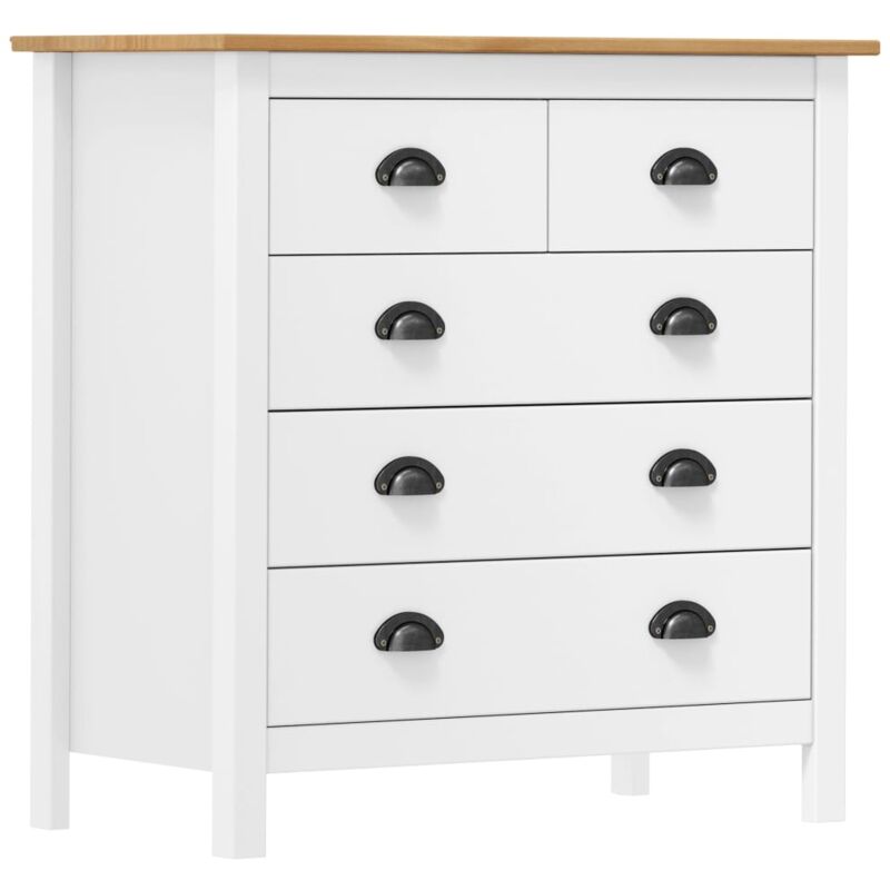 vidaXL Madera Maciza de Pino Aparador Blanco 79x40x80 cm - Blanco