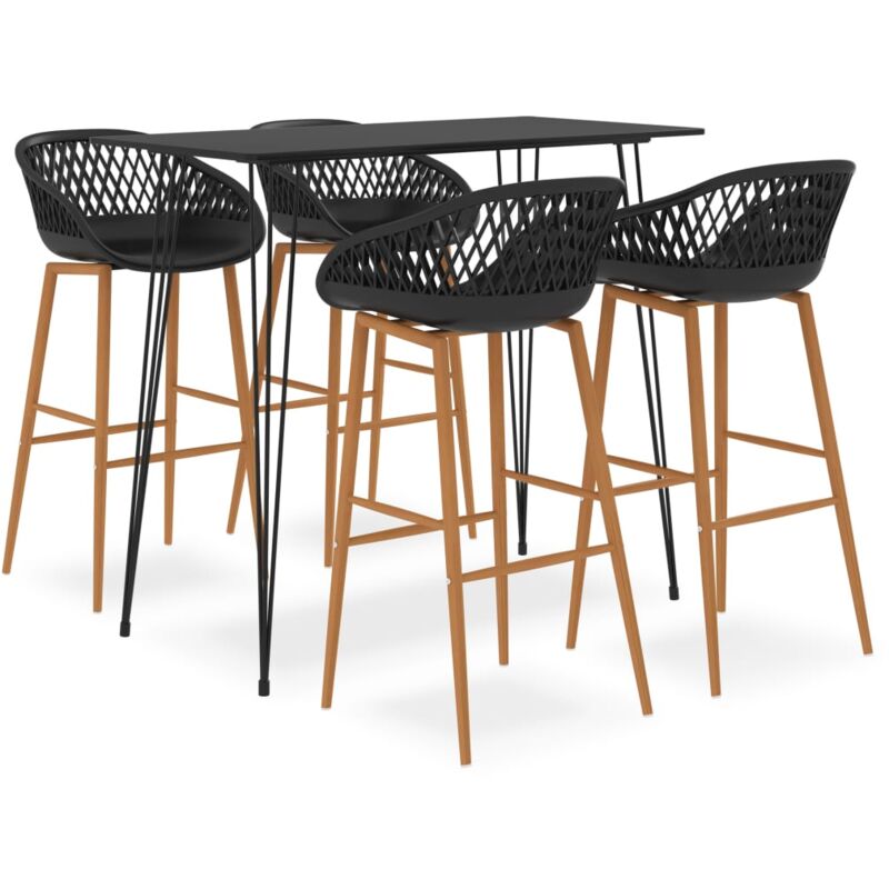 Mesa alta y taburetes de bar 5 piezas negro - Negro - Vidaxl
Mesa alta y taburetes de bar 5 piezas negro - Negro - Vidaxl