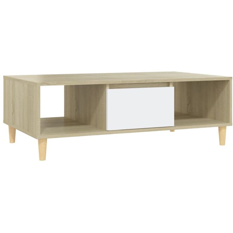 vidaXL Mesa de centro de aglomerado 103,5x60x35 cm blanco y roble Sonoma - Blanco
vidaXL Mesa de centro de aglomerado 103,5x60x35 cm blanco y roble Sonoma - Blanco