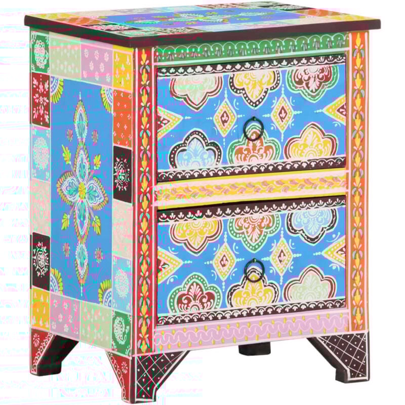 vidaXL Mesita de noche pintada a mano madera maciza mango 40x30x50 cm - Multicolor
vidaXL Mesita de noche pintada a mano madera maciza mango 40x30x50 cm - Multicolor