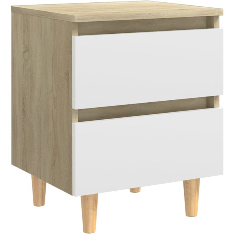 Vidaxl - Mesita de noche y patas pino blanco roble Sonoma 40x35x50cm - Beige