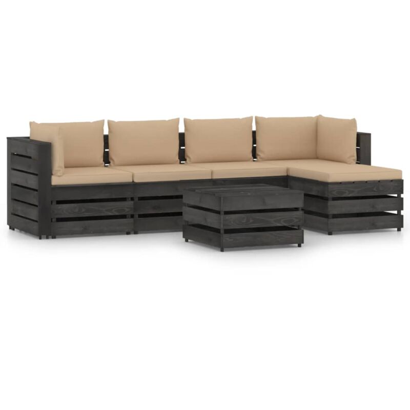 Muebles de jardín 6 piezas con cojines madera impregnada gris - Amarillo - Vidaxl
Muebles de jardín 6 piezas con cojines madera impregnada gris - Amarillo - Vidaxl