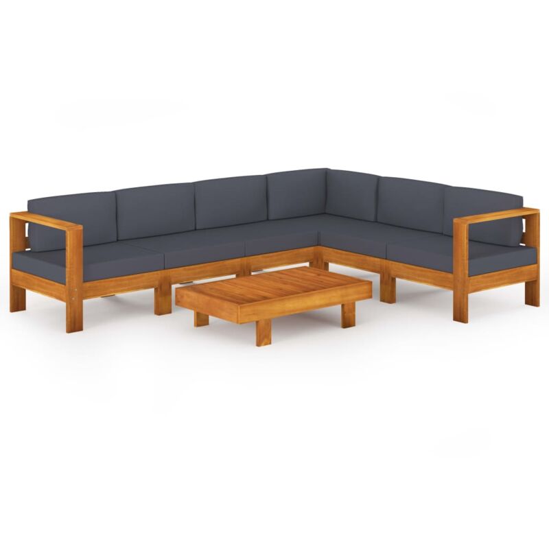 Muebles de jardín 7 pzas con cojines gris oscuro madera acacia - Marrón - Vidaxl
Muebles de jardín 7 pzas con cojines gris oscuro madera acacia - Marrón - Vidaxl