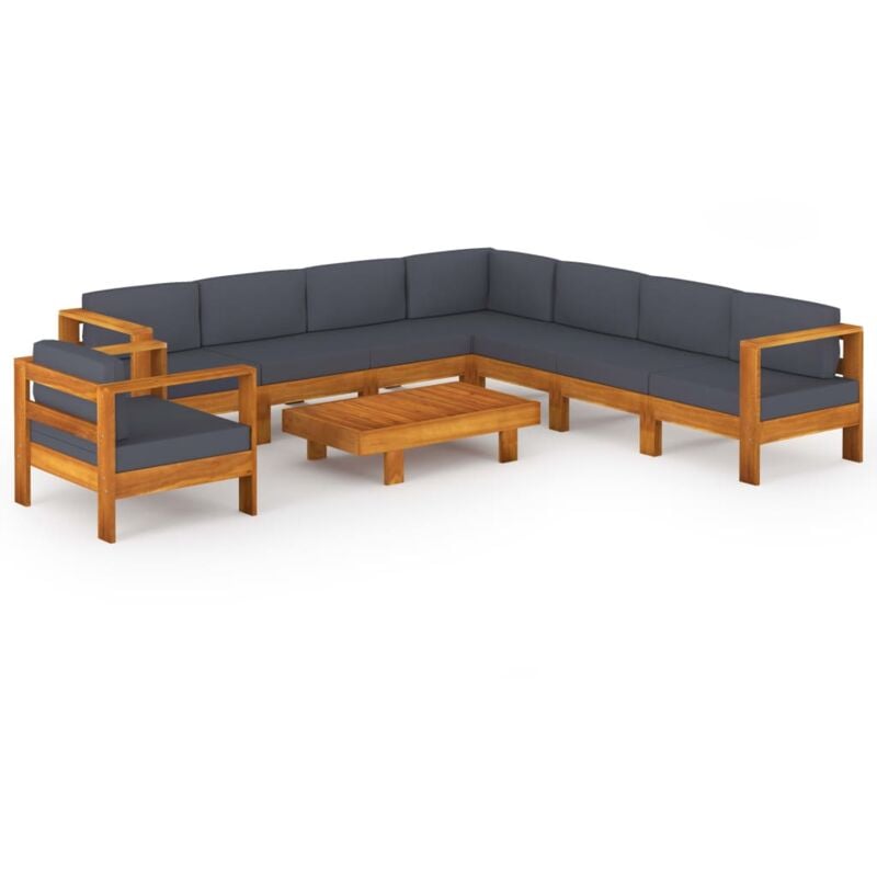 Muebles de jardín 9 pzas con cojines gris oscuro madera acacia - Marrón - Vidaxl
Muebles de jardín 9 pzas con cojines gris oscuro madera acacia - Marrón - Vidaxl