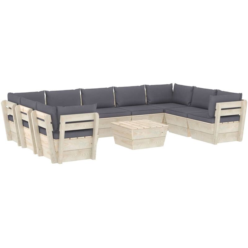Muebles de jardín de palés 10 piezas y cojines madera de abeto - Antracita - Vidaxl
Muebles de jardín de palés 10 piezas y cojines madera de abeto - Antracita - Vidaxl