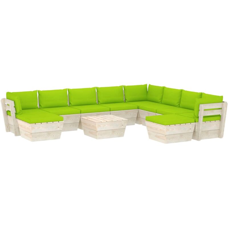 Muebles de jardín de palets 11 pzas y cojines madera de abeto - Verde - Vidaxl
Muebles de jardín de palets 11 pzas y cojines madera de abeto - Verde - Vidaxl