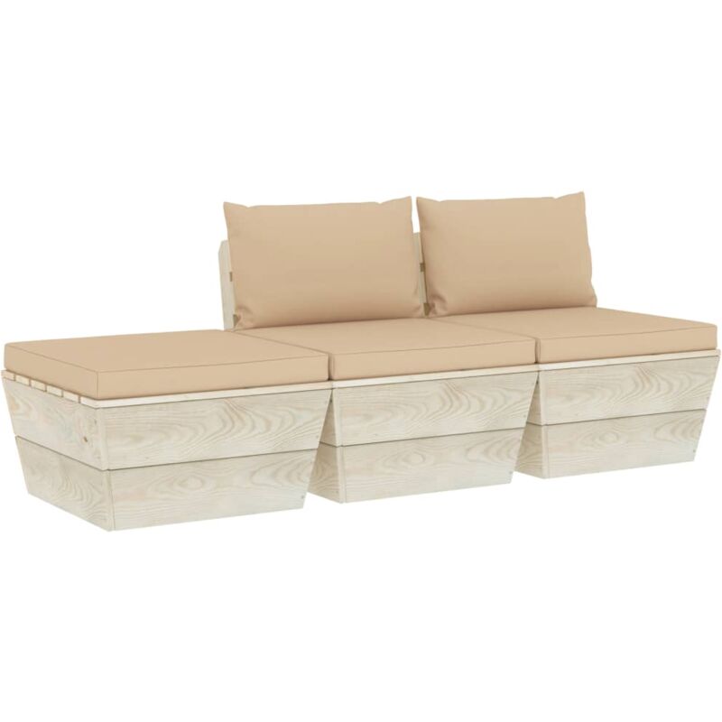 Muebles de jardín de palets 3 pzas y cojines madera de abeto - Beige - Vidaxl
Muebles de jardín de palets 3 pzas y cojines madera de abeto - Beige - Vidaxl