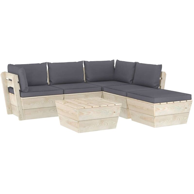 vidaXL Muebles de jardín de palets 6 piezas y cojines madera de abeto - Antracita
vidaXL Muebles de jardín de palets 6 piezas y cojines madera de abeto - Antracita