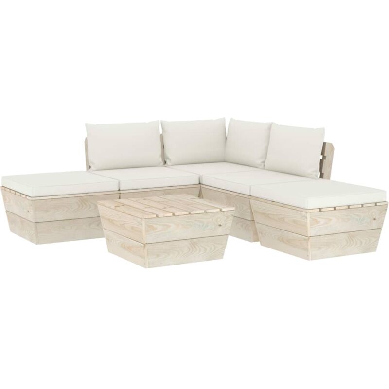 vidaXL Muebles de jardín de palets 6 piezas y cojines madera de abeto - Crema
vidaXL Muebles de jardín de palets 6 piezas y cojines madera de abeto - Crema