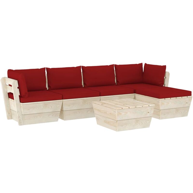 vidaXL Muebles de jardín de palets 6 piezas y cojines madera de abeto - Rojo
vidaXL Muebles de jardín de palets 6 piezas y cojines madera de abeto - Rojo
