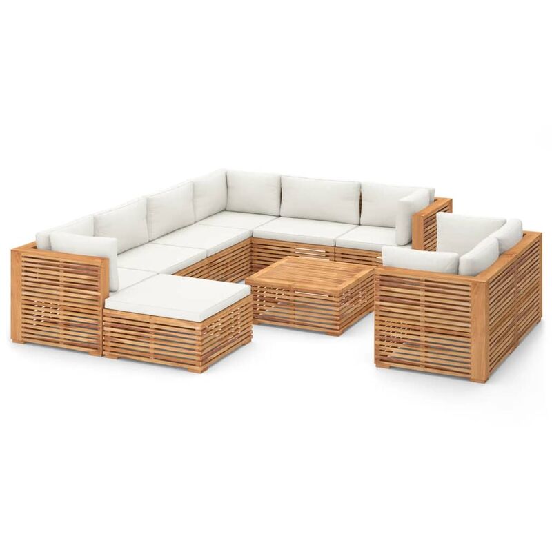 Muebles de jardín 10 piezas cojines madera maciza teca crema - Marrón - Vidaxl
Muebles de jardín 10 piezas cojines madera maciza teca crema - Marrón - Vidaxl