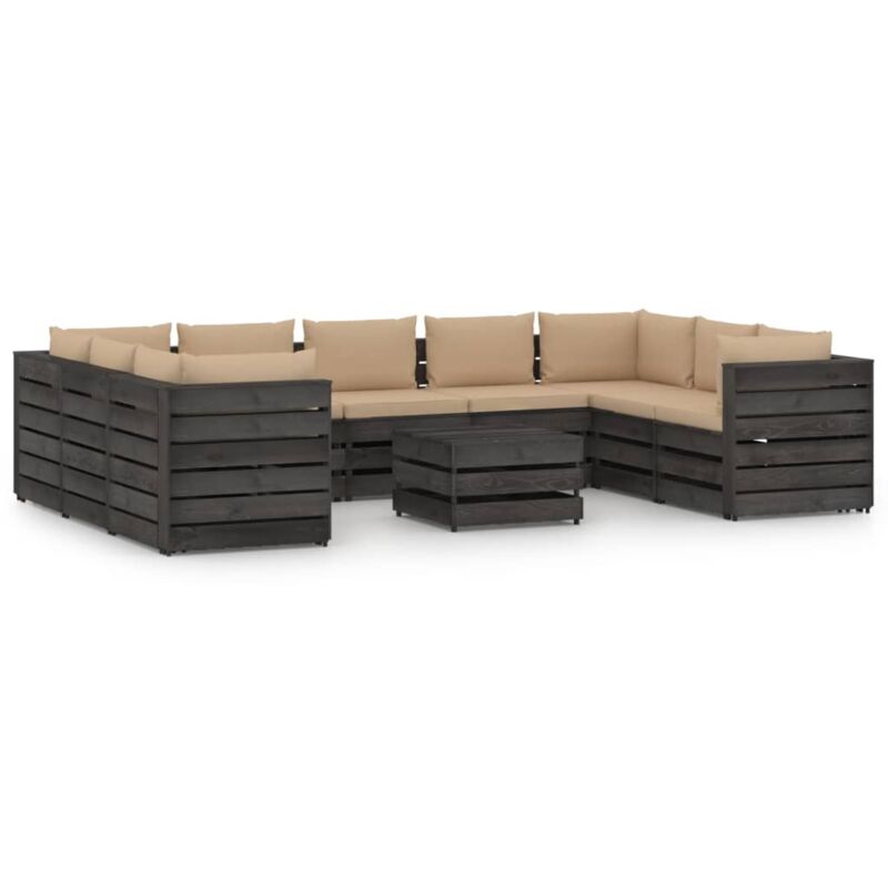Muebles de jardín 10 piezas con cojines madera impregnada gris - Amarillo - Vidaxl
Muebles de jardín 10 piezas con cojines madera impregnada gris - Amarillo - Vidaxl