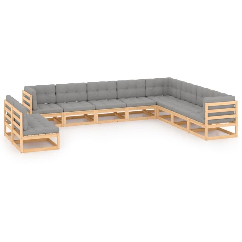 Muebles de jardín 10 pzas con cojines de madera de pino maciza - Marrón - Vidaxl
Muebles de jardín 10 pzas con cojines de madera de pino maciza - Marrón - Vidaxl
