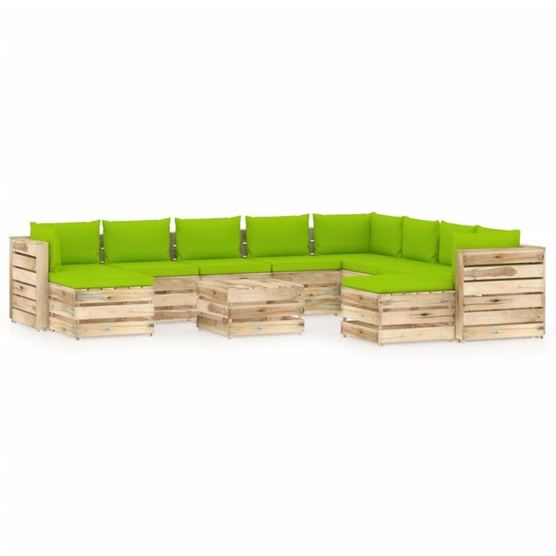 Muebles de jardín 11 piezas con cojines madera impregnada verde - Verde - Vidaxl
Muebles de jardín 11 piezas con cojines madera impregnada verde - Verde - Vidaxl