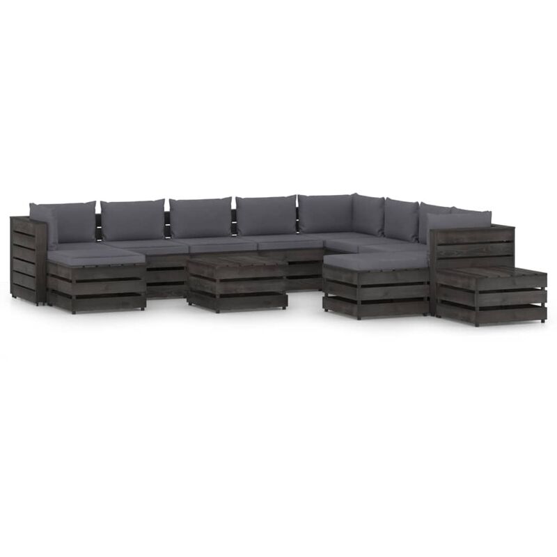 Muebles de jardín 12 piezas con cojines madera impregnada gris - Antracita - Vidaxl
Muebles de jardín 12 piezas con cojines madera impregnada gris - Antracita - Vidaxl