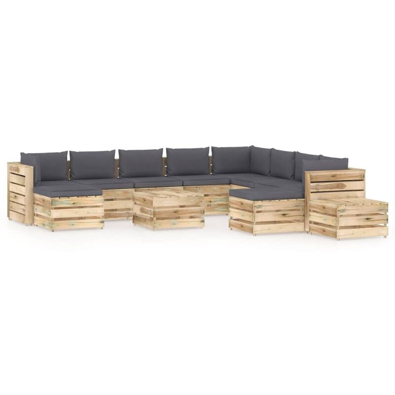 Muebles de jardín 12 piezas con cojines madera impregnada verde - Antracita - Vidaxl
Muebles de jardín 12 piezas con cojines madera impregnada verde - Antracita - Vidaxl