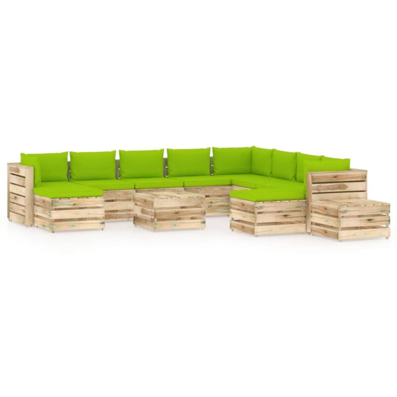 Muebles de jardín 12 piezas con cojines madera impregnada verde - Verde - Vidaxl
Muebles de jardín 12 piezas con cojines madera impregnada verde - Verde - Vidaxl