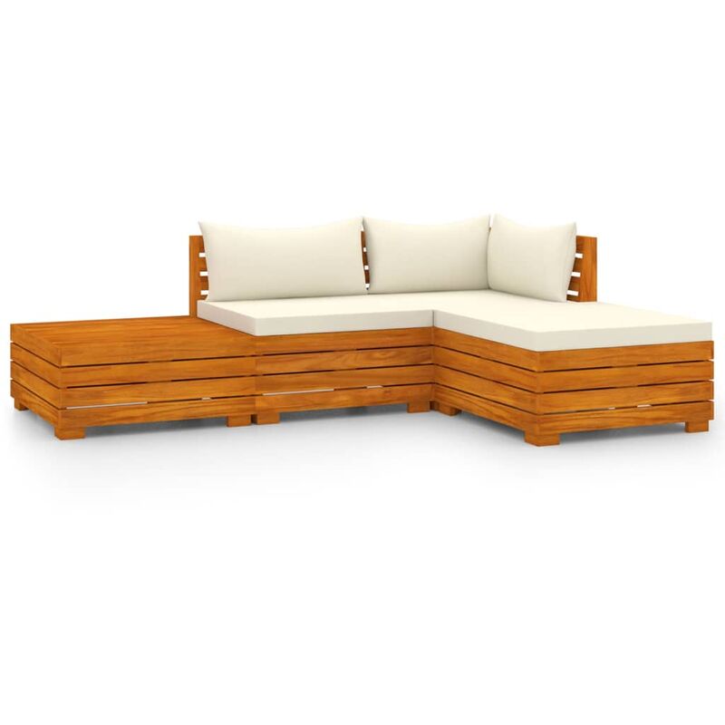 vidaXL Muebles de jardín 4 piezas con cojines madera maciza de acacia - Marrón
vidaXL Muebles de jardín 4 piezas con cojines madera maciza de acacia - Marrón