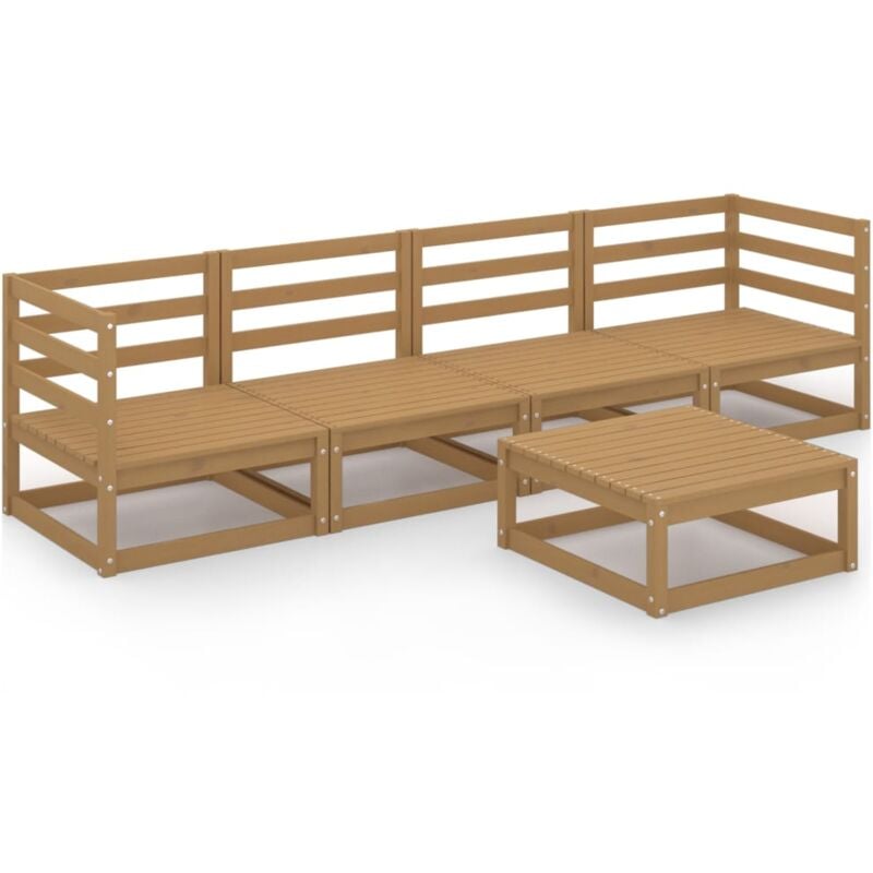 Vidaxl - Muebles de jardín 5 piezas marrón miel madera maciza de pino - Marrón
Vidaxl - Muebles de jardín 5 piezas marrón miel madera maciza de pino - Marrón