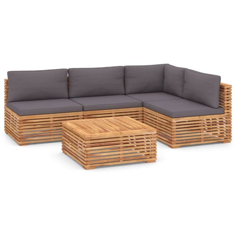 Muebles de jardín 5 pzas cojines gris oscuro madera maciza teca - Marrón - Vidaxl
Muebles de jardín 5 pzas cojines gris oscuro madera maciza teca - Marrón - Vidaxl