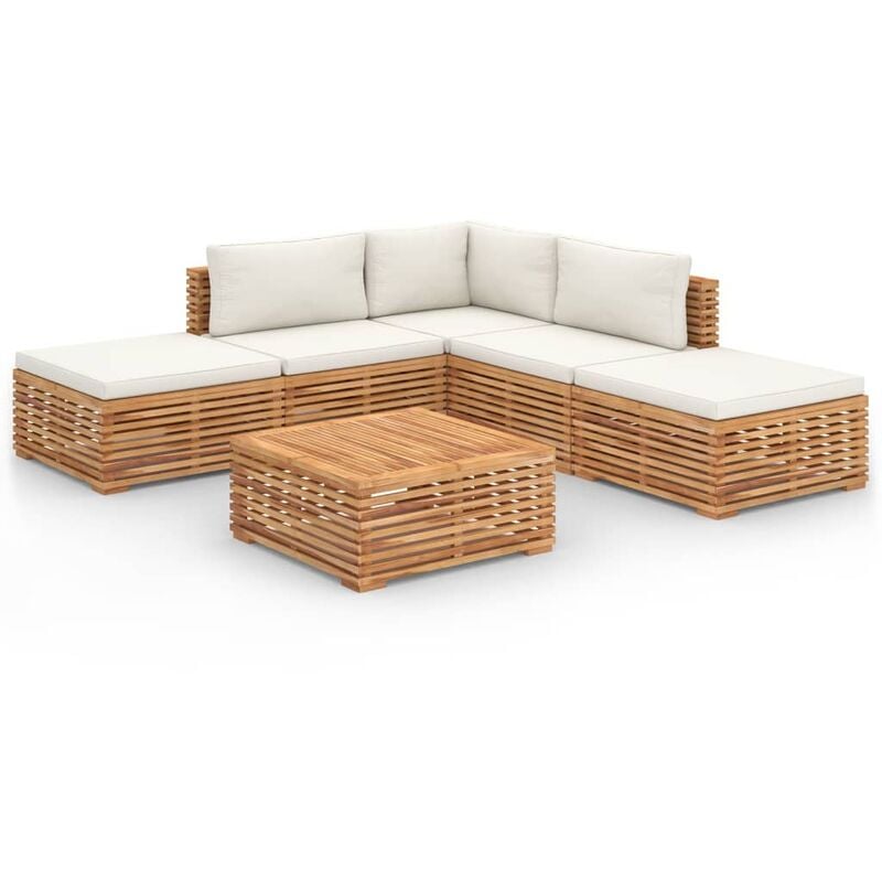 Muebles de jardín 6 piezas madera maciza teca con cojines crema - Marrón - Vidaxl
Muebles de jardín 6 piezas madera maciza teca con cojines crema - Marrón - Vidaxl