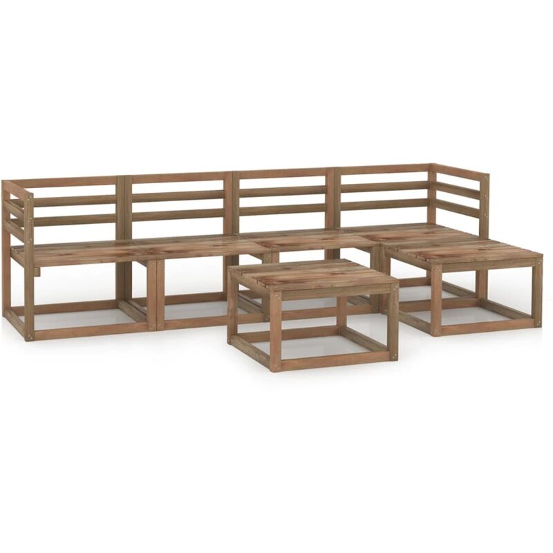 vidaXL Muebles de jardín 6 pzas cojines madera pino impregnada marrón - Marrón
vidaXL Muebles de jardín 6 pzas cojines madera pino impregnada marrón - Marrón