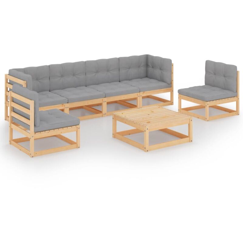 vidaXL Muebles de jardín 7 piezas con cojines de madera de pino maciza - Marrón
vidaXL Muebles de jardín 7 piezas con cojines de madera de pino maciza - Marrón