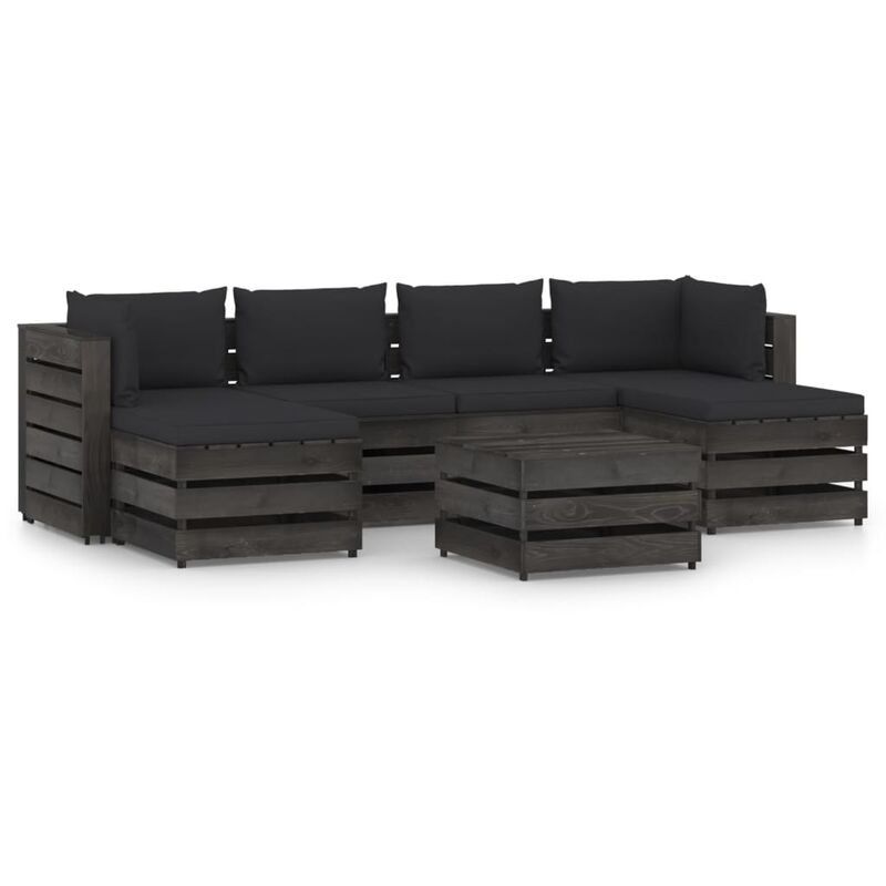 Muebles de jardín 7 piezas con cojines madera impregnada gris - Negro - Vidaxl
Muebles de jardín 7 piezas con cojines madera impregnada gris - Negro - Vidaxl