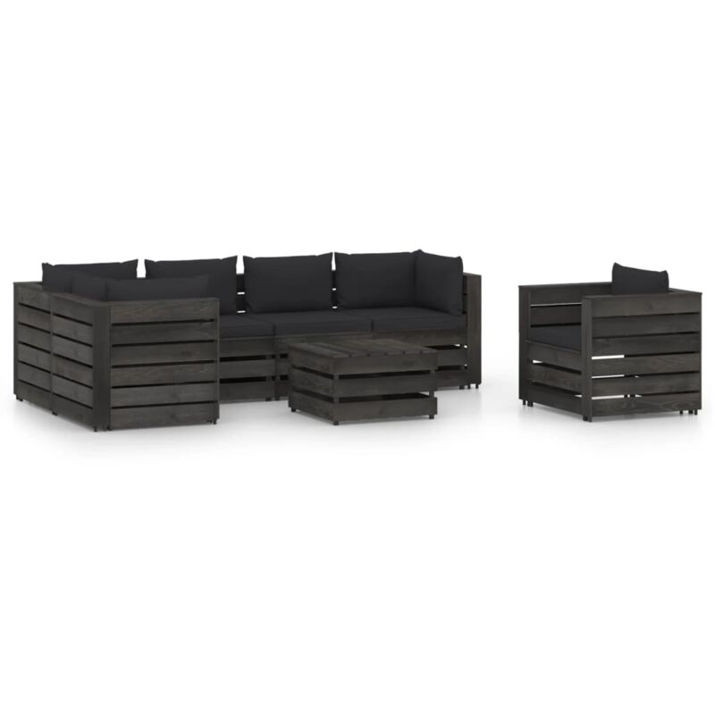 Muebles de jardín 7 piezas con cojines madera impregnada gris - Negro - Vidaxl
Muebles de jardín 7 piezas con cojines madera impregnada gris - Negro - Vidaxl