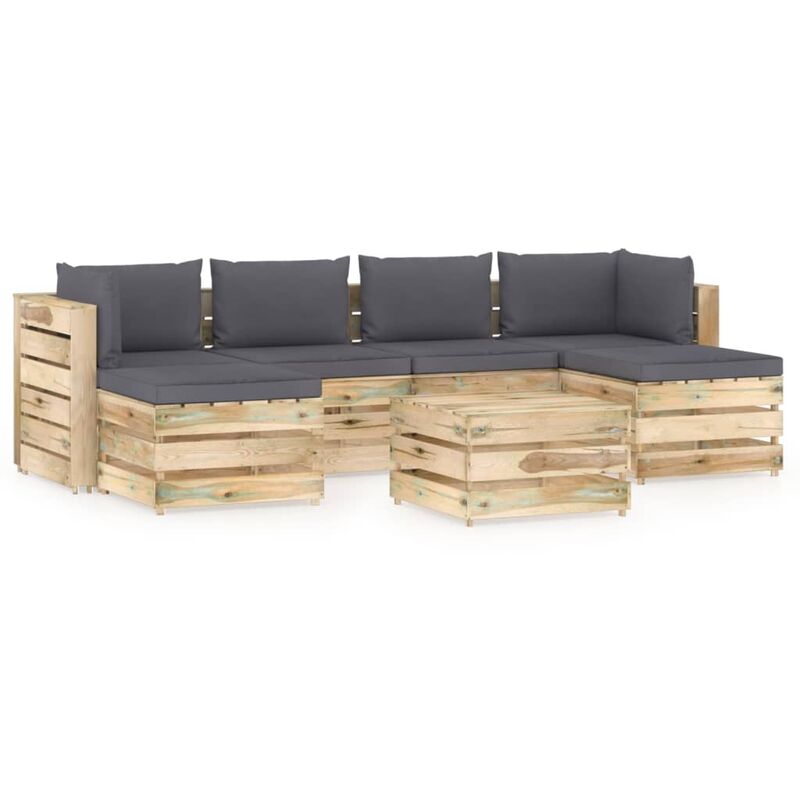 Muebles de jardín 7 piezas con cojines madera impregnada verde - Antracita - Vidaxl
Muebles de jardín 7 piezas con cojines madera impregnada verde - Antracita - Vidaxl