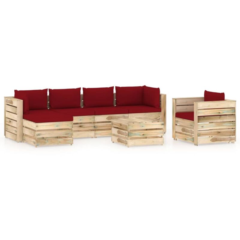 Muebles de jardín 7 piezas con cojines madera impregnada verde - Rojo - Vidaxl
Muebles de jardín 7 piezas con cojines madera impregnada verde - Rojo - Vidaxl