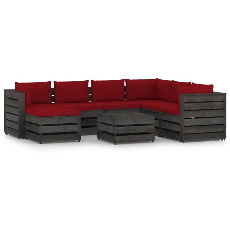Muebles de jardín 8 piezas con cojines madera impregnada gris - Rojo - Vidaxl
Muebles de jardín 8 piezas con cojines madera impregnada gris - Rojo - Vidaxl