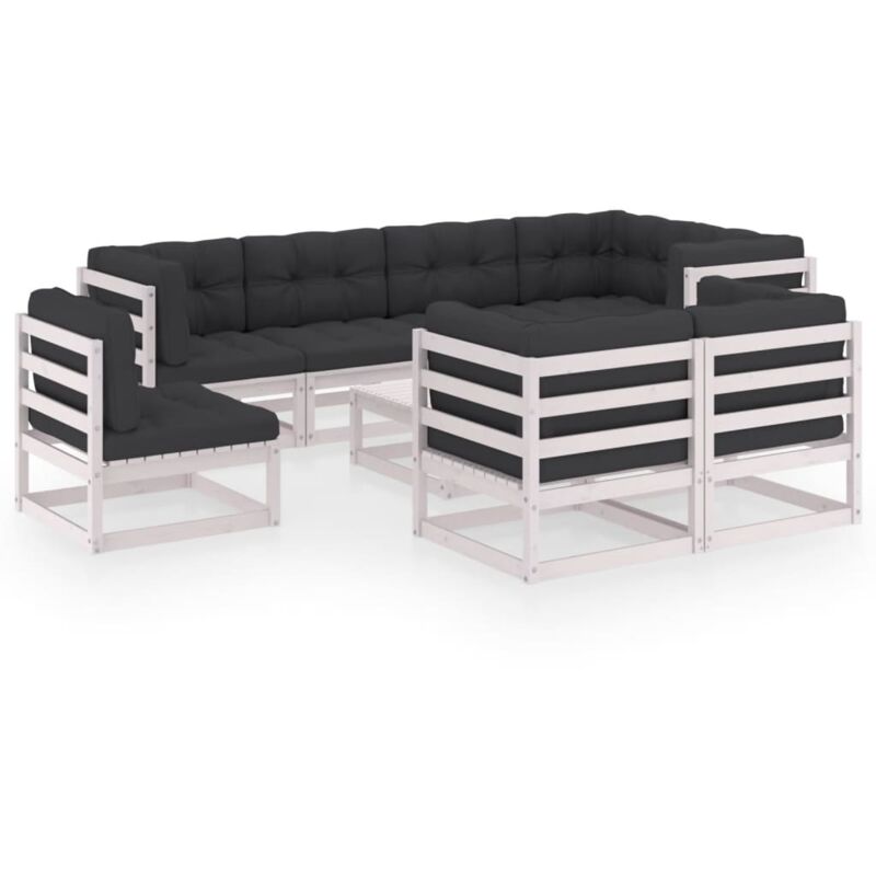 Muebles de jardín 9 piezas con cojines de madera de pino maciza - Blanco - Vidaxl
Muebles de jardín 9 piezas con cojines de madera de pino maciza - Blanco - Vidaxl