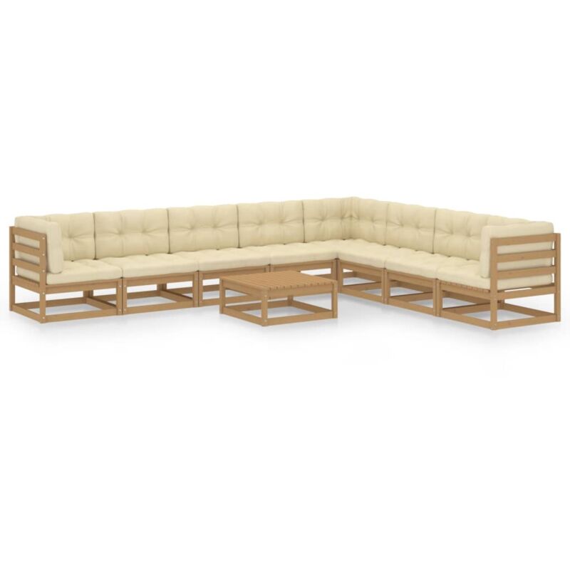 Muebles de jardín 9 pzas y cojines marrón miel madera pino - Marrón - Vidaxl
Muebles de jardín 9 pzas y cojines marrón miel madera pino - Marrón - Vidaxl