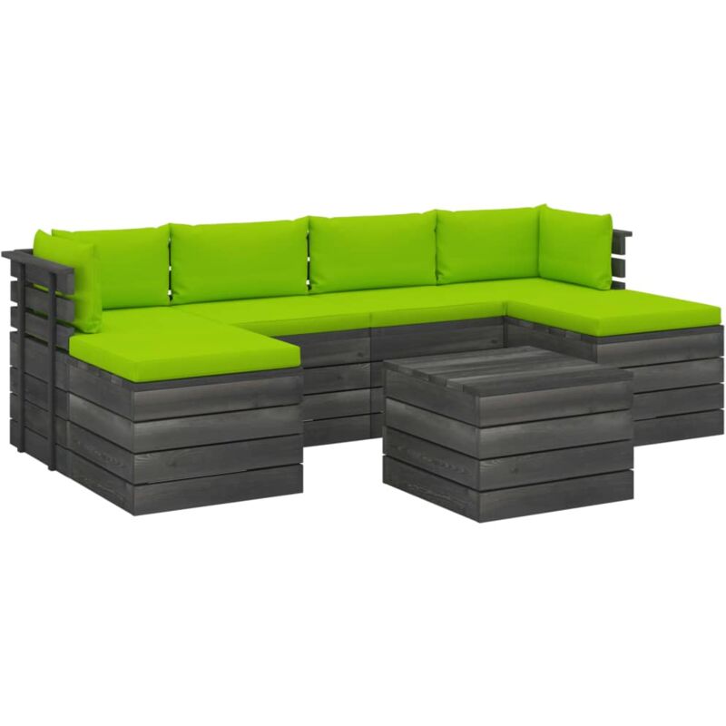 vidaXL Muebles de palés para jardín 7 pzas cojines madera maciza pino - Verde
vidaXL Muebles de palés para jardín 7 pzas cojines madera maciza pino - Verde