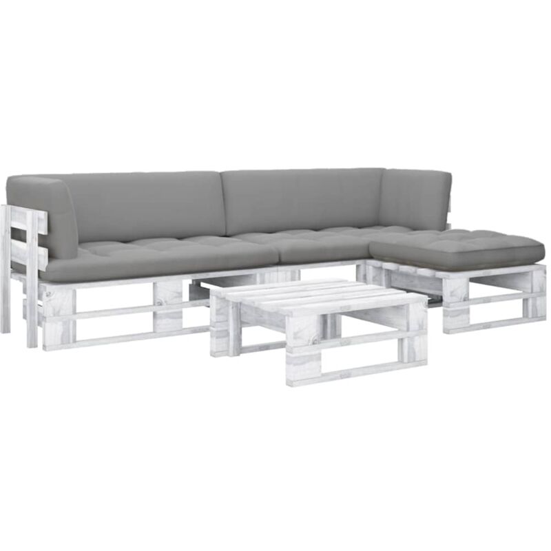 vidaXL Muebles de palets 4 pzas cojines madera pino impregnada blanco - Blanco
vidaXL Muebles de palets 4 pzas cojines madera pino impregnada blanco - Blanco