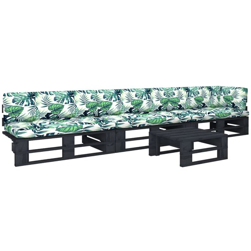 Vidaxl - Muebles de palets 4 pzas y cojines madera pino impregnada negro - Negro
Vidaxl - Muebles de palets 4 pzas y cojines madera pino impregnada negro - Negro
