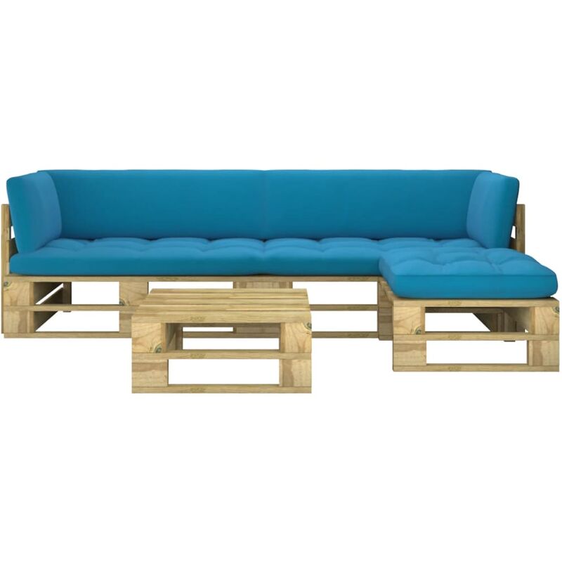 vidaXL Muebles de palets 4 pzas y cojines madera pino impregnada verde - Verde
vidaXL Muebles de palets 4 pzas y cojines madera pino impregnada verde - Verde