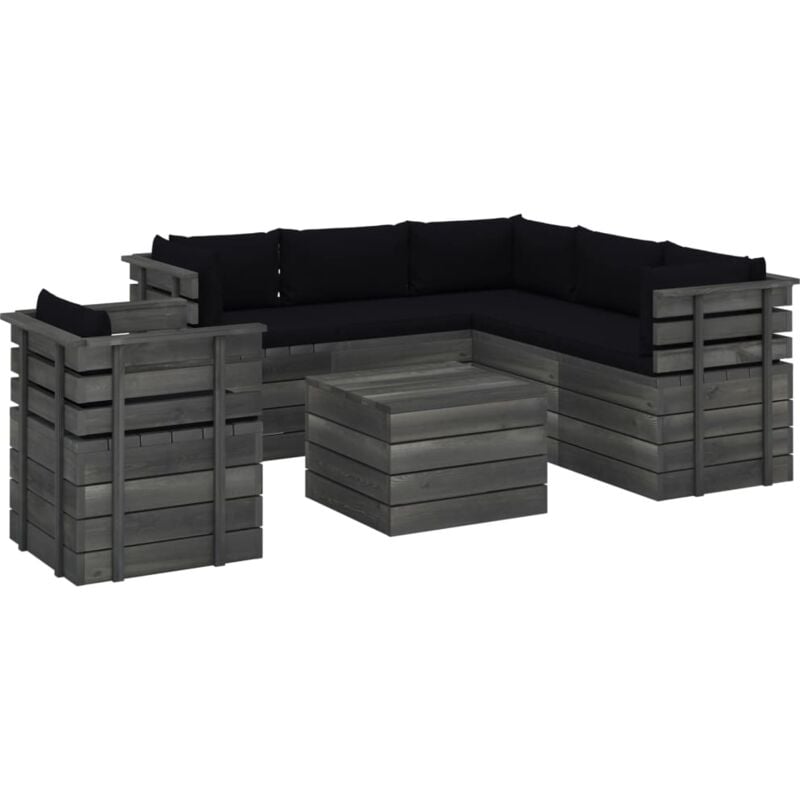 Muebles de palets de jardín 7 piezas cojines madera maciza pino - Negro - Vidaxl
Muebles de palets de jardín 7 piezas cojines madera maciza pino - Negro - Vidaxl