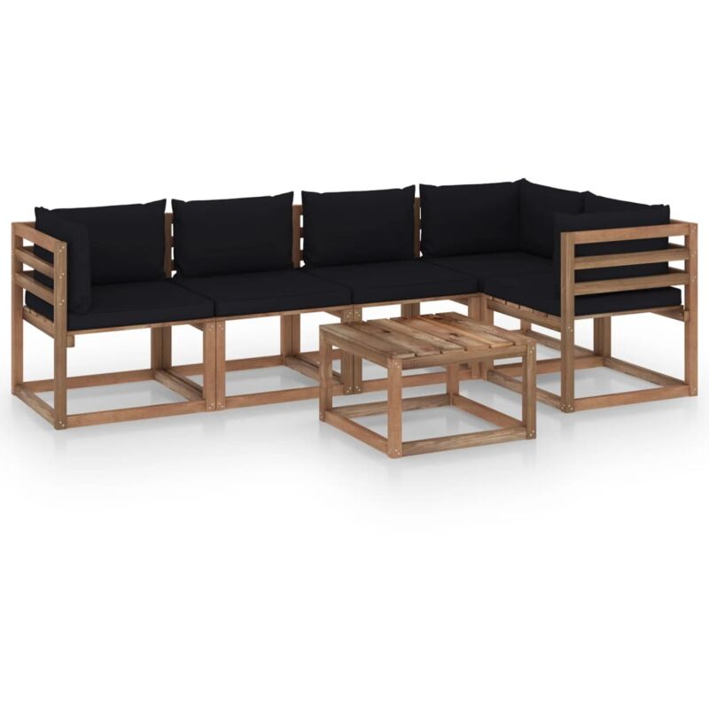 vidaXL Muebles de palets jardín 6 pzas cojines madera pino impregnada - Marrón
vidaXL Muebles de palets jardín 6 pzas cojines madera pino impregnada - Marrón