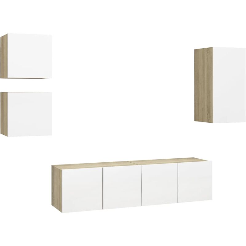 Vidaxl - Muebles de pared de TV 5 pzas aglomerado blanco y roble Sonoma - Blanco
Vidaxl - Muebles de pared de TV 5 pzas aglomerado blanco y roble Sonoma - Blanco