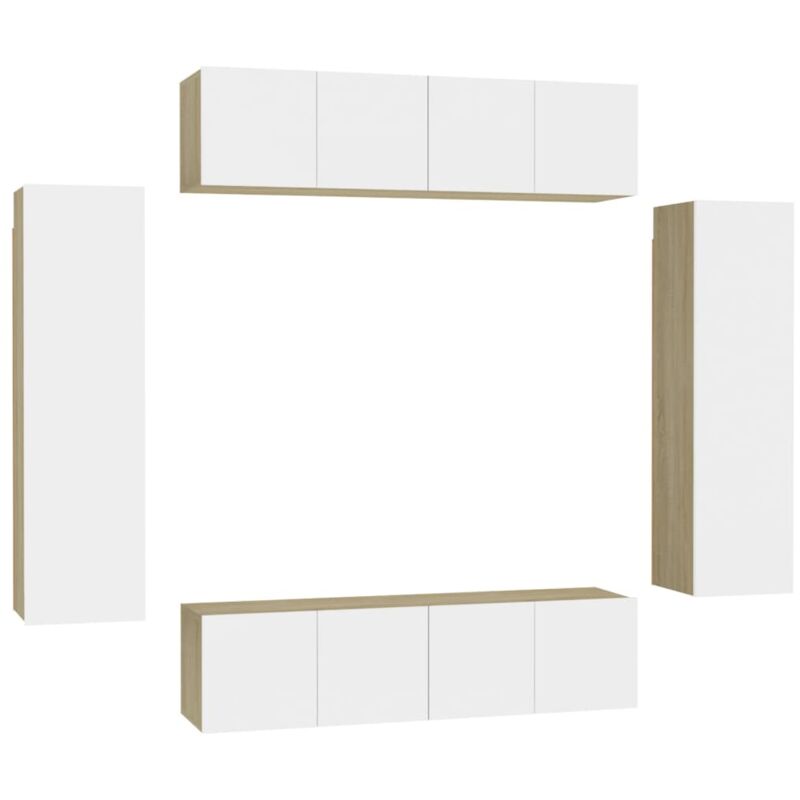 Muebles de pared de TV 6 pzas aglomerado blanco y roble Sonoma - Blanco - Vidaxl
Muebles de pared de TV 6 pzas aglomerado blanco y roble Sonoma - Blanco - Vidaxl