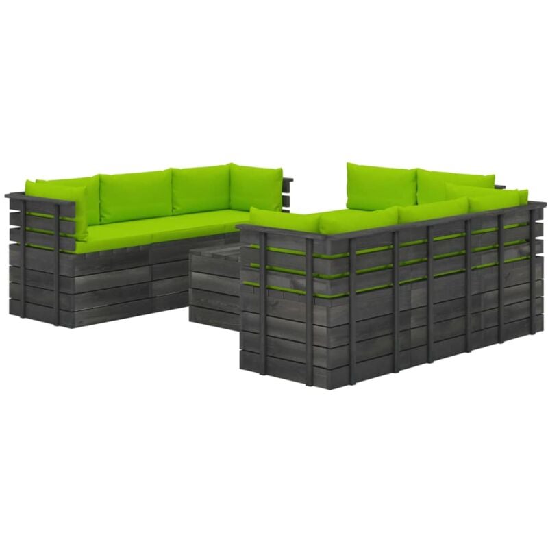 vidaXL Madera Maciza Pino Muebles de Palets para Jardín 9 Piezas Cojines Verde Brillante - Verde
vidaXL Madera Maciza Pino Muebles de Palets para Jardín 9 Piezas Cojines Verde Brillante - Verde