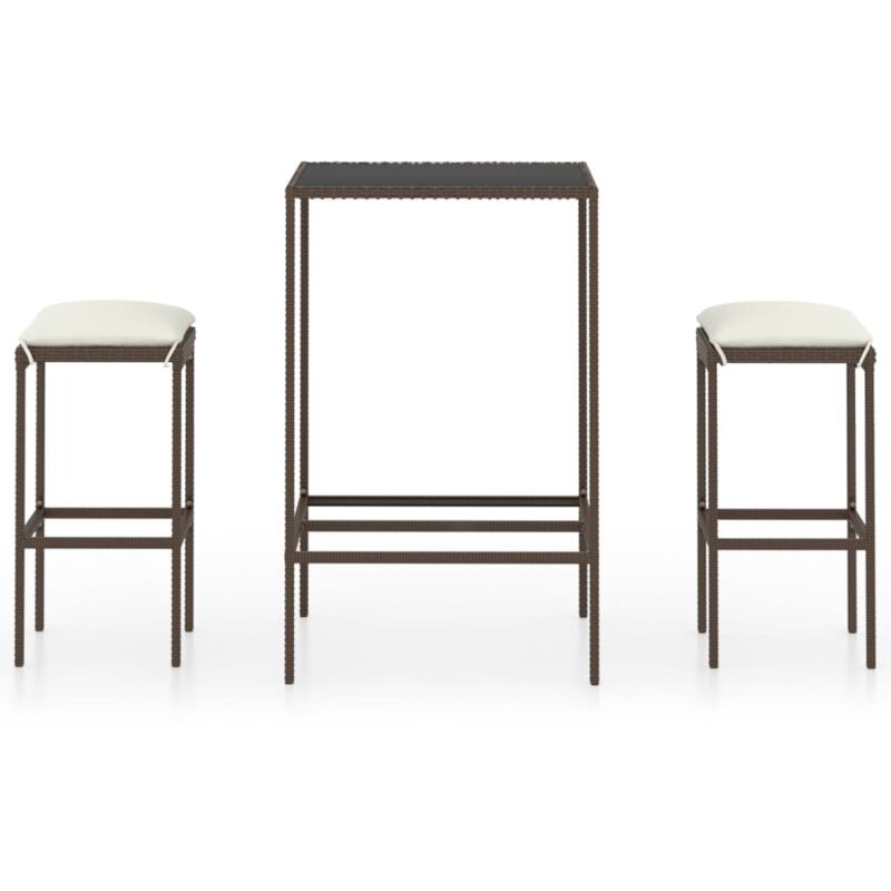 vidaXL Set de bar de jardín 3 piezas y cojines ratán sintético marrón - Marrón
vidaXL Set de bar de jardín 3 piezas y cojines ratán sintético marrón - Marrón