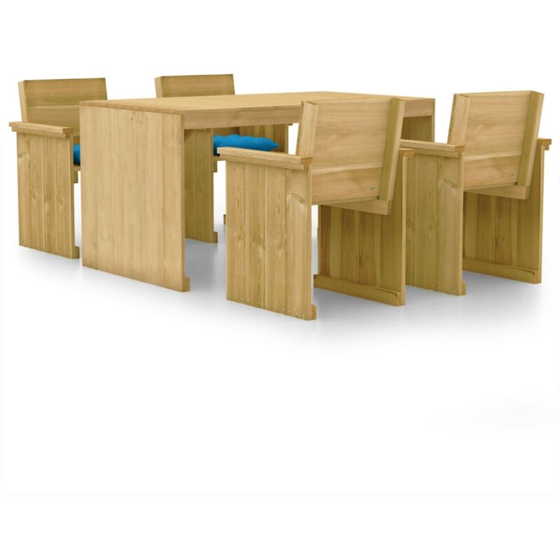 vidaXL Set de comedor de jardín y cojines 5 pzs madera pino impregnada - Verde
vidaXL Set de comedor de jardín y cojines 5 pzs madera pino impregnada - Verde