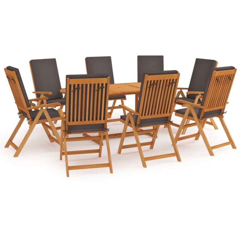 Set de comedor para jardín 9 piezas teca maciza y cojines gris - Marrón - Vidaxl
Set de comedor para jardín 9 piezas teca maciza y cojines gris - Marrón - Vidaxl
