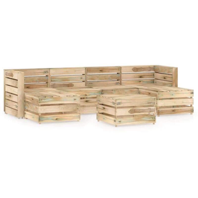vidaXL Set de muebles de jardín 7 pzas madera de pino impregnada verde - Marrón
vidaXL Set de muebles de jardín 7 pzas madera de pino impregnada verde - Marrón