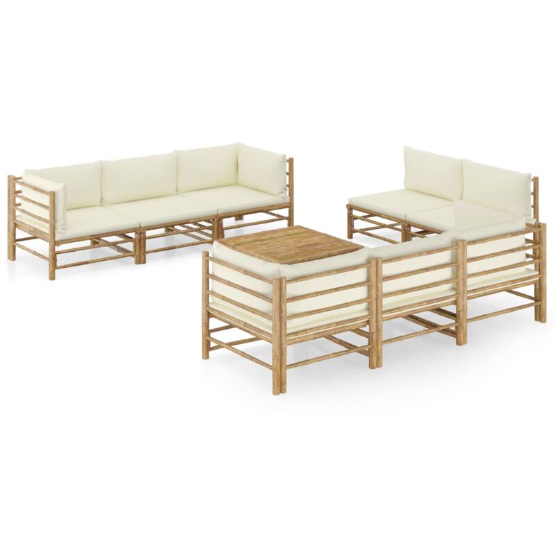 Set de muebles de jardín 9 piezas bambú y cojines blanco crema - Marrón - Vidaxl
Set de muebles de jardín 9 piezas bambú y cojines blanco crema - Marrón - Vidaxl